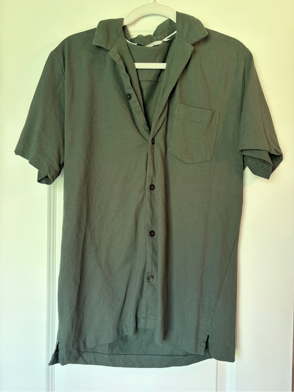 Men's Short Sleeve Button-Up Shirt - Sage Green Kenneth Cole